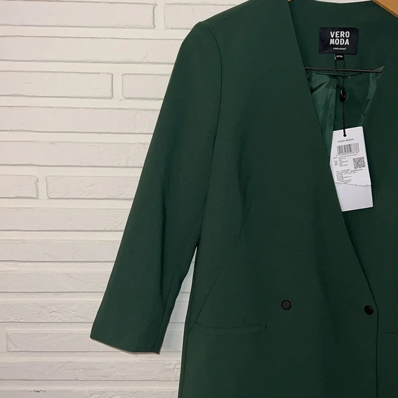Vero Moda Dark Green 3/4 Sleeve Long Blazer, Women’s Size Medium - Picture 7 of 8
